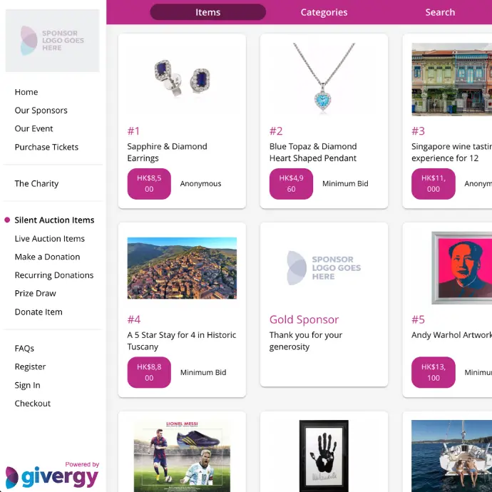 Givergy's award-winning mobile bidding technology brings silent auctions to life, maximizing your fundraising potential.
