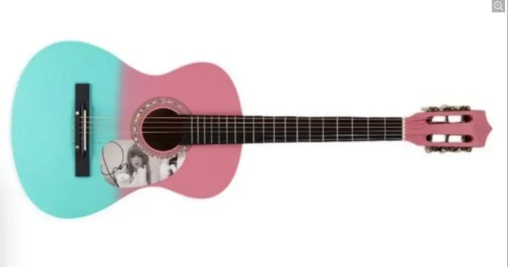 Framed Taylor Swift Signed Acoustic Guitar (JSA Certified Display Piece) - Pink & Blue