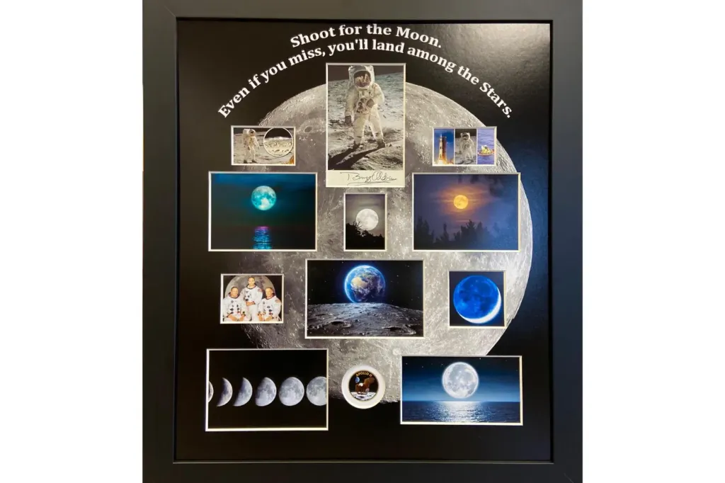 Apollo 11 Moon Landing Photo Display Signed by Buzz Aldrin