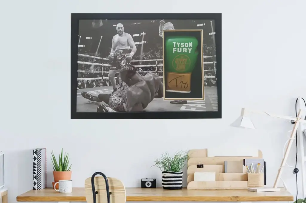 Tyson Fury box frame with signed boxing glove