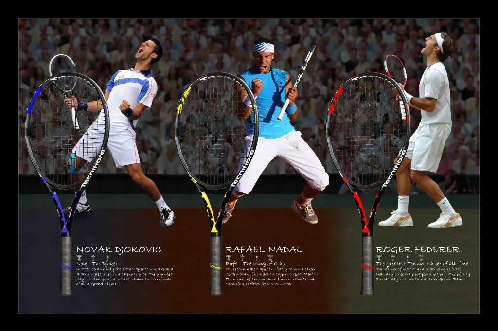 Unique piece from Big Three - Roger Federer, Rafael Nadal, and Novak Djokovic Signed Racquets
